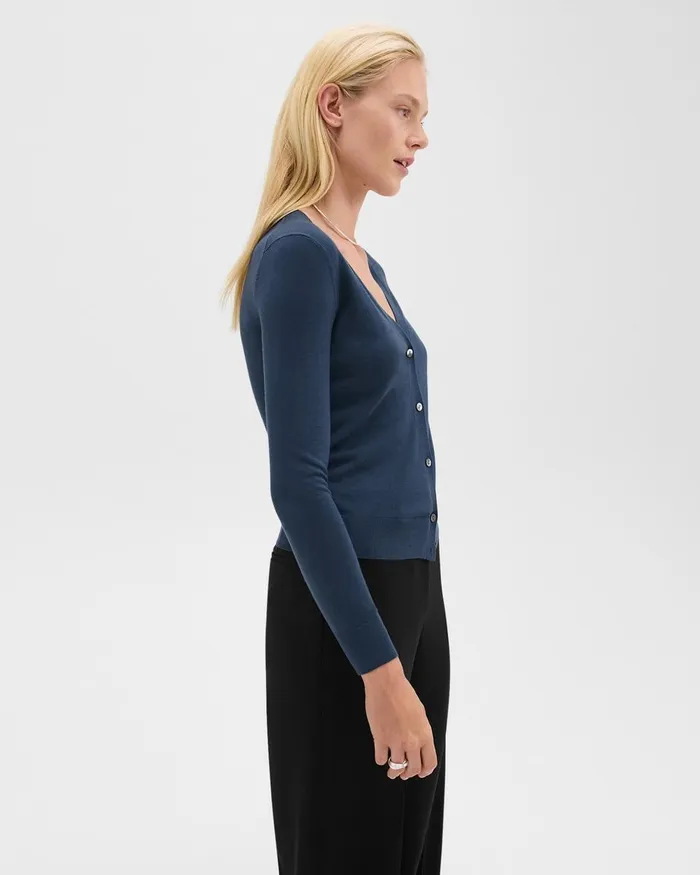 Women Theory Sweaters Cardigans VNeck Cardigan In Regal Wool Ash Blue