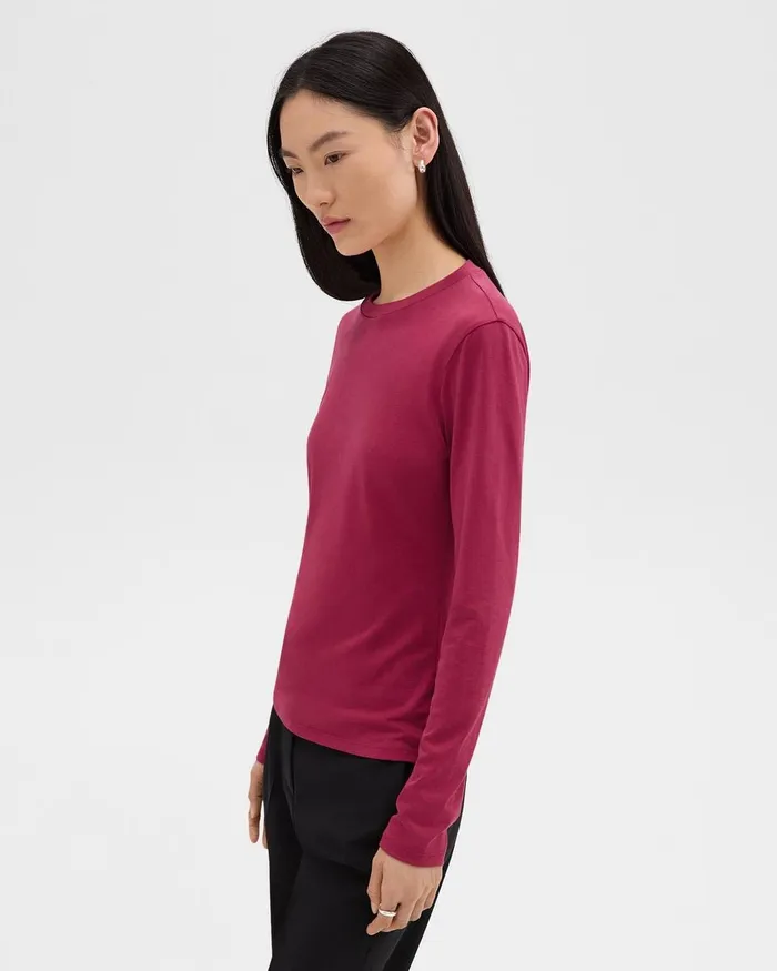 Women Theory TShirts Tank Tops Tiny LongSleeve Tee In Organic Cotton Deep Rose Women Theory TShirts Tank Tops Tiny LongSleeve Tee In Organic Cotton Deep Rose