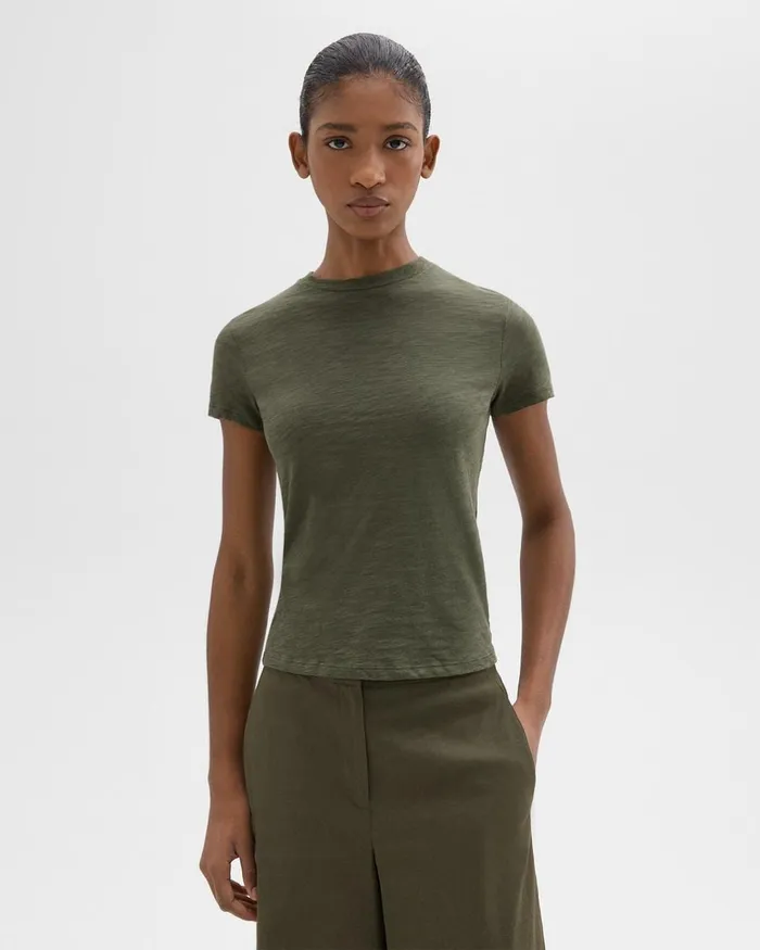 Women Theory TShirts Tank Tops Tiny Tee In Organic Slub Cotton Dark Olive