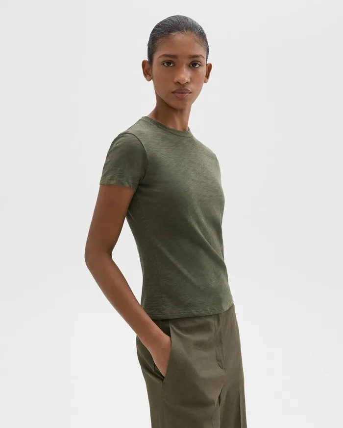 Women Theory TShirts Tank Tops Tiny Tee In Organic Slub Cotton Dark Olive