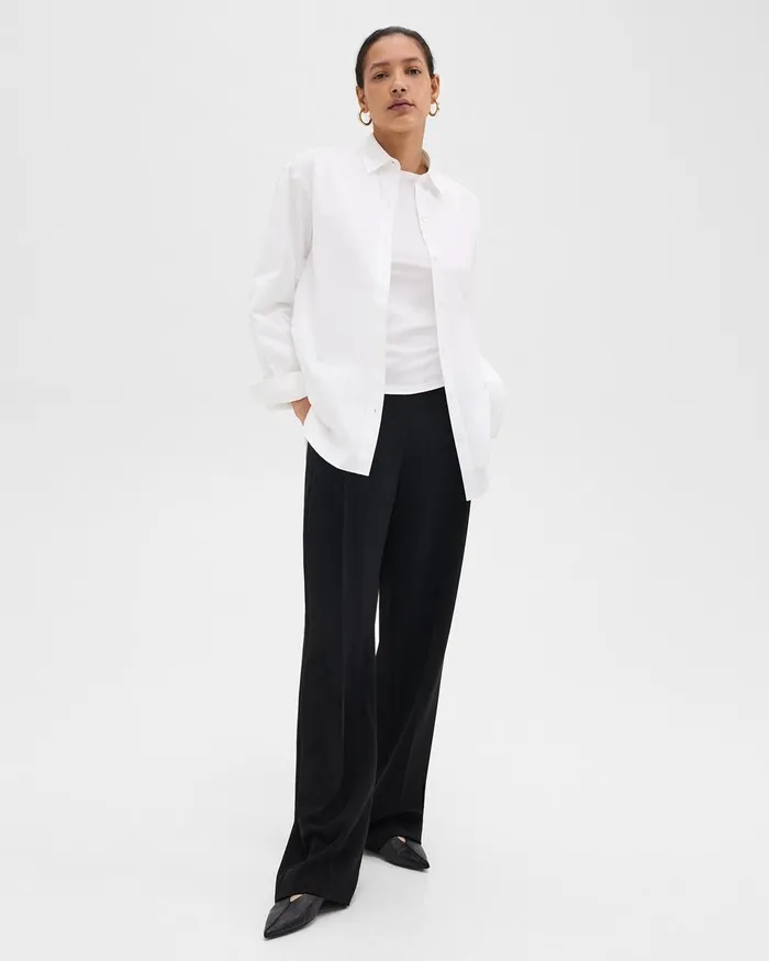 Women Theory Tops Boyfriend Shirt In Good Cotton White
