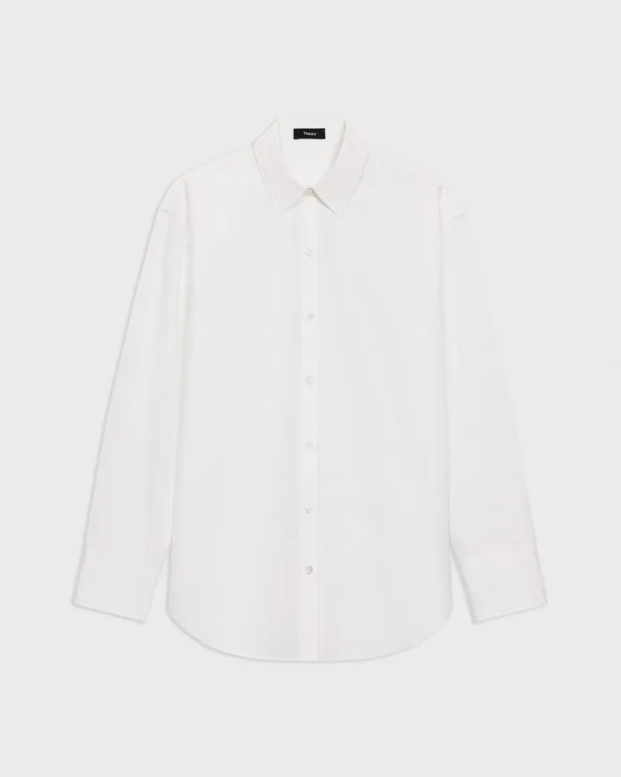 Women Theory Tops Boyfriend Shirt In Good Cotton White