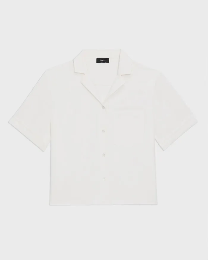 Women Theory Tops Camp Shirt In Silk Georgette Ivory