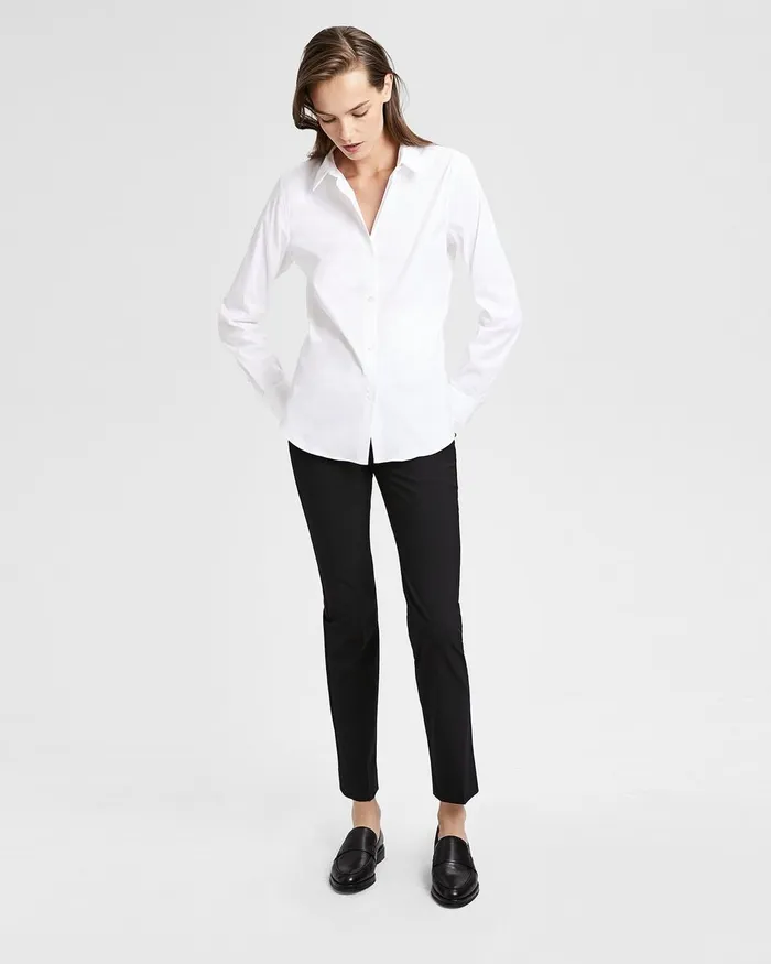 Women Theory Tops Classic Shirt White