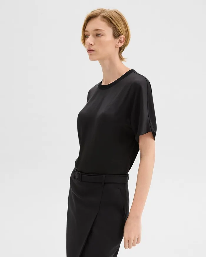 Women Theory Tops Dolman Sleeve Tee In Recycled Satin Black Women Theory Tops Dolman Sleeve Tee In Recycled Satin Black