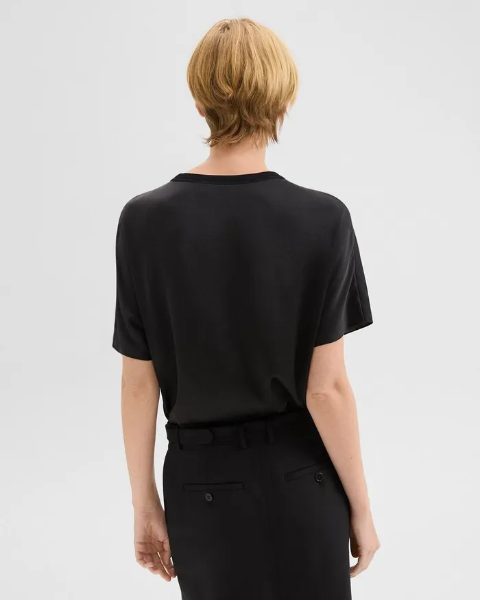 Women Theory Tops Dolman Sleeve Tee In Recycled Satin Black Women Theory Tops Dolman Sleeve Tee In Recycled Satin Black