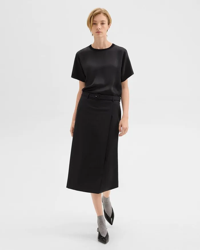 Women Theory Tops Dolman Sleeve Tee In Recycled Satin Black Women Theory Tops Dolman Sleeve Tee In Recycled Satin Black