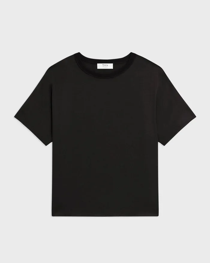 Women Theory Tops Dolman Sleeve Tee In Recycled Satin Black Women Theory Tops Dolman Sleeve Tee In Recycled Satin Black