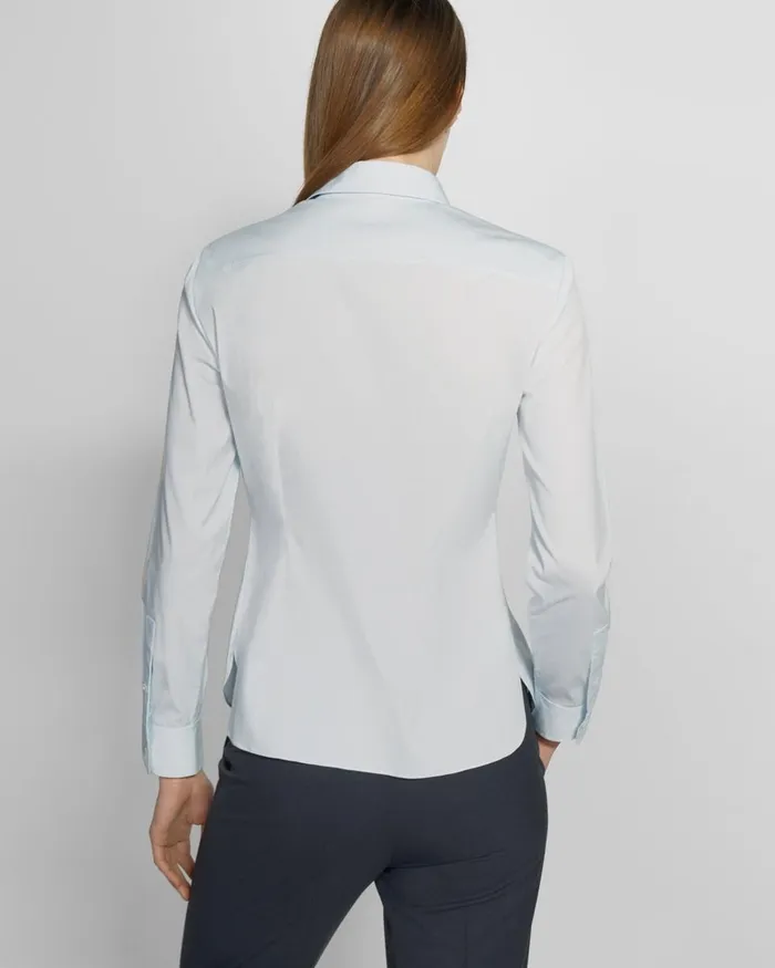 Women Theory Tops Fitted Shirt In Good Cotton Light Blue
