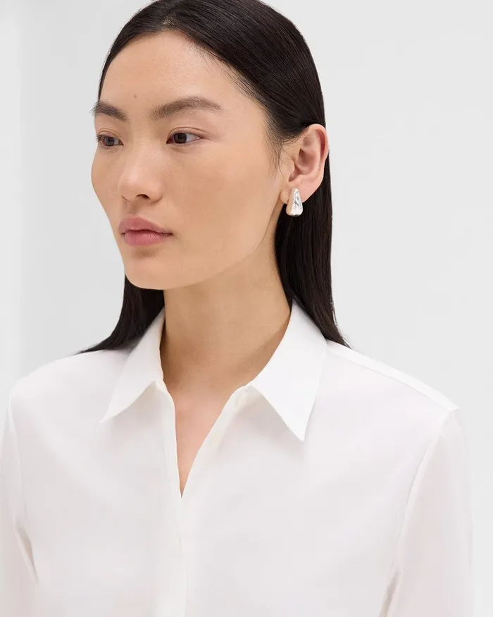 Women Theory Tops Fitted Shirt In Good Cotton White