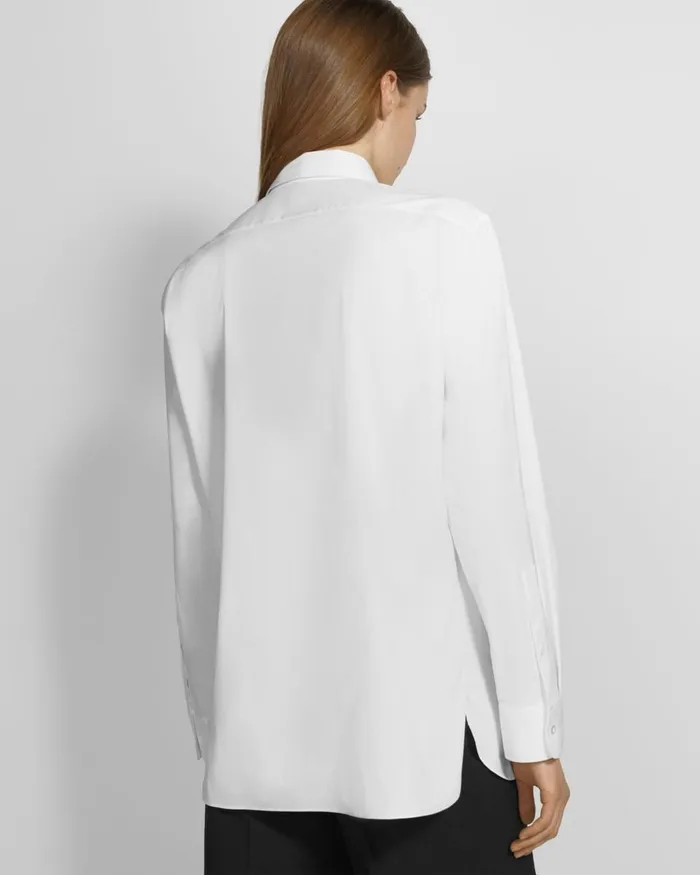 Women Theory Tops Menswear Shirt In Good Cotton White