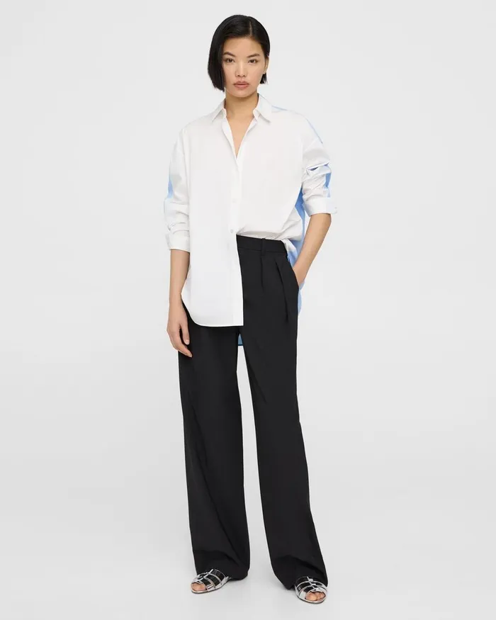 Women Theory Tops Oversized TwoTone Shirt In Cotton Whitedahlia