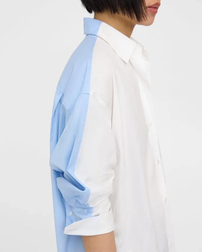 Women Theory Tops Oversized TwoTone Shirt In Cotton Whitedahlia