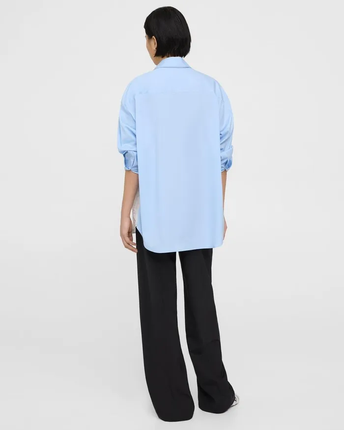 Women Theory Tops Oversized TwoTone Shirt In Cotton Whitedahlia