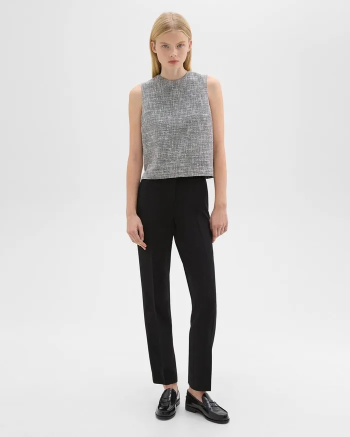 Women Theory Tops Shell Top In Canvas Tweed Black Multi