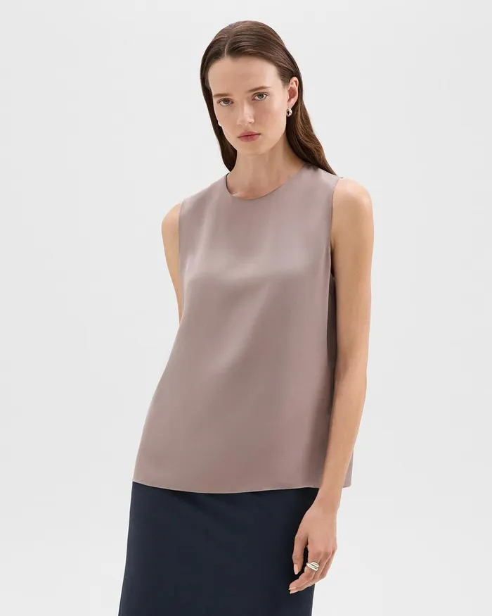Women Theory Tops Shell Top In Silk Georgette Cinder