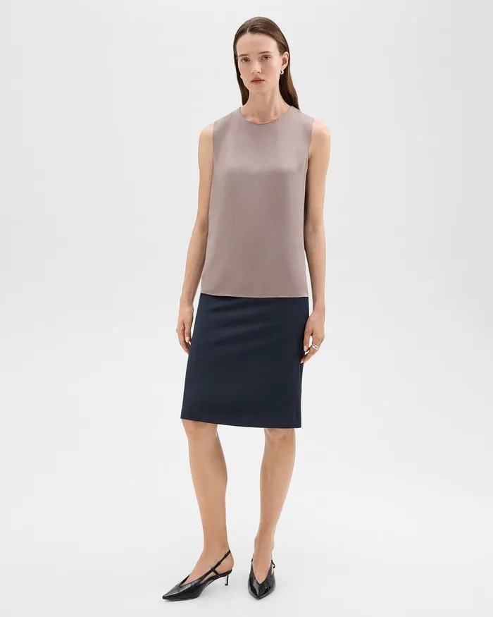 Women Theory Tops Shell Top In Silk Georgette Cinder