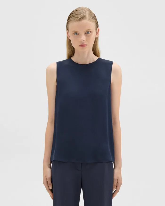 Women Theory Tops Shell Top In Silk Georgette Nocturne Navy