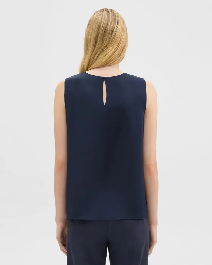Women Theory Tops Shell Top In Silk Georgette Nocturne Navy