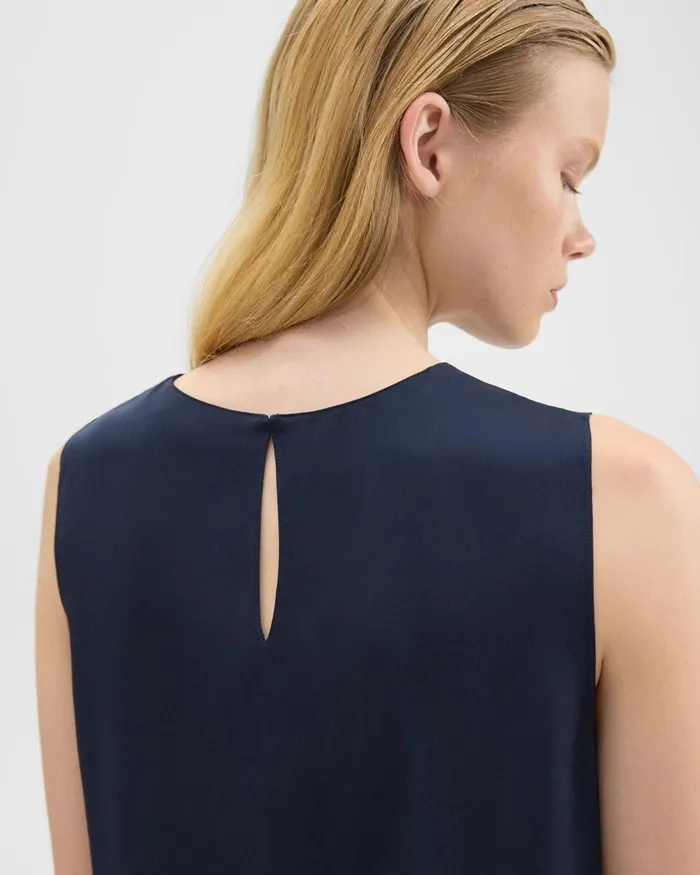 Women Theory Tops Shell Top In Silk Georgette Nocturne Navy