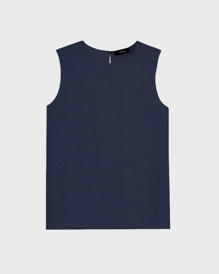 Women Theory Tops Shell Top In Silk Georgette Nocturne Navy
