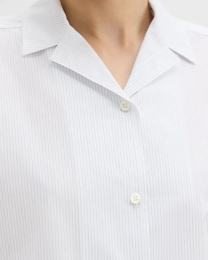 Women Theory Tops Striped CottonBlend Shirt White Multi Women Theory Tops Striped CottonBlend Shirt White Multi