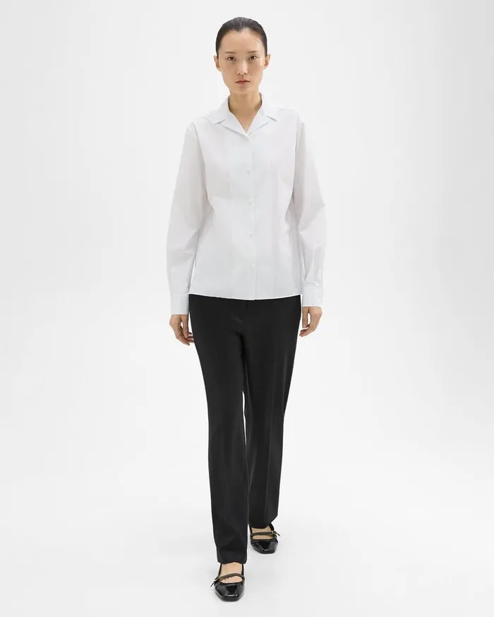 Women Theory Tops Striped CottonBlend Shirt White Multi Women Theory Tops Striped CottonBlend Shirt White Multi