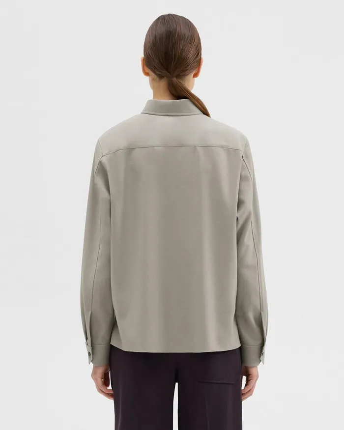 Women Theory Tops Virgin Wool Popover Shirt Willow