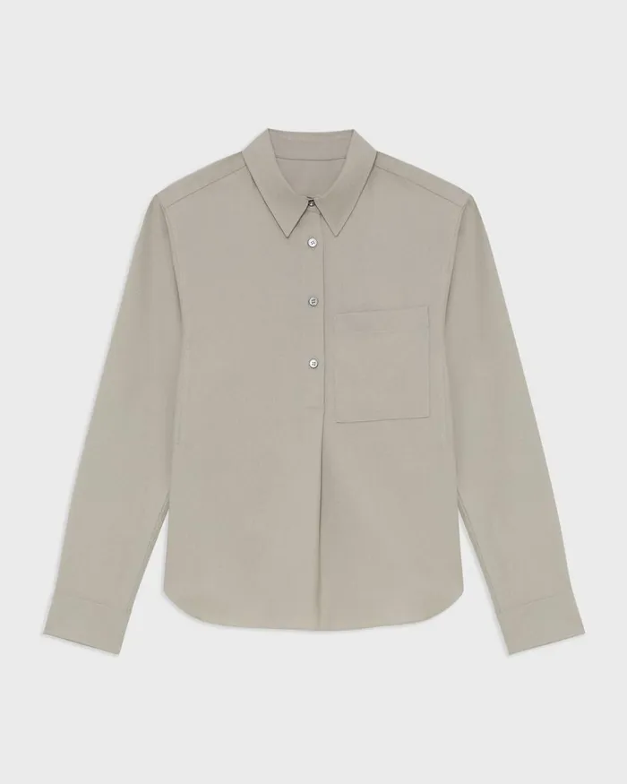 Women Theory Tops Virgin Wool Popover Shirt Willow