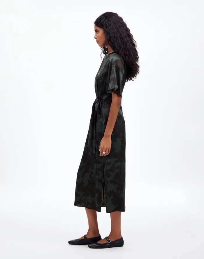 Women TieWaist Midi Dress In Floral Luxury Forest Madewell Dresses