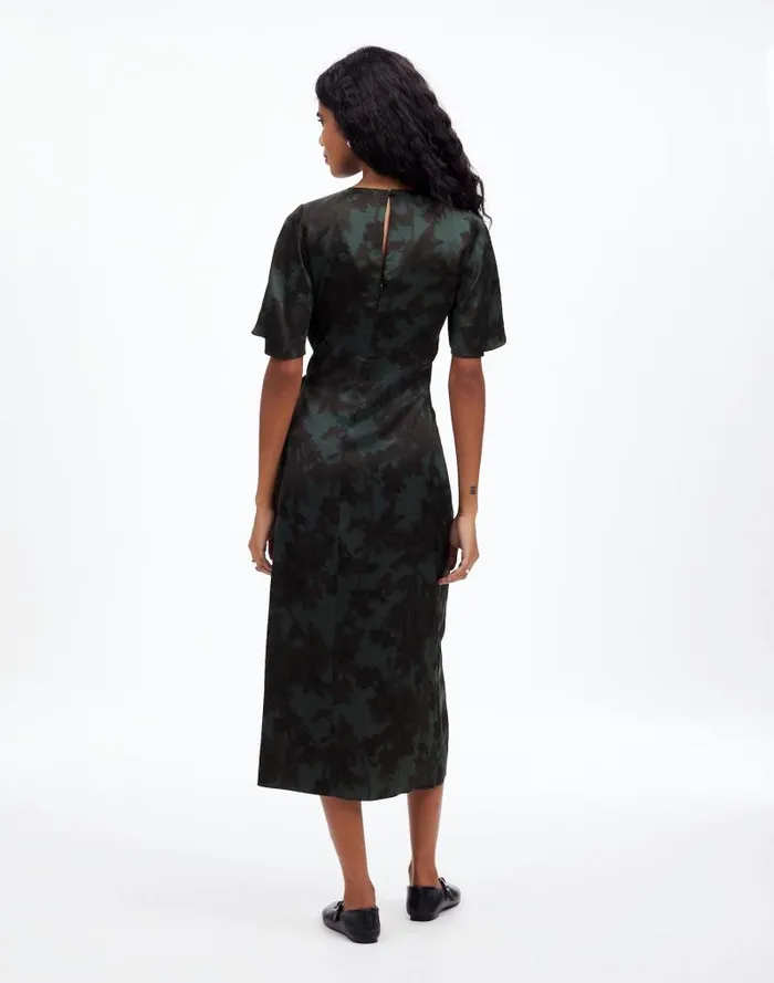 Women TieWaist Midi Dress In Floral Luxury Forest Madewell Dresses
