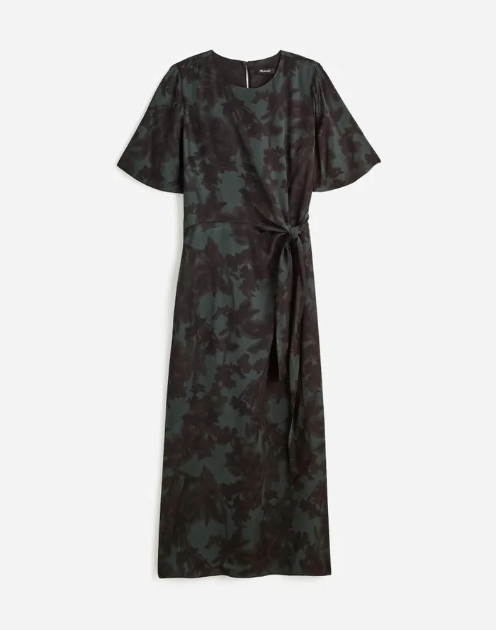 Women TieWaist Midi Dress In Floral Luxury Forest Madewell Dresses
