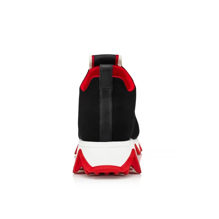 Women Tiketa Run Sneakers 8211 Neoprene And Calf Leather 8211 Black Black Christian Louboutin Sneakers