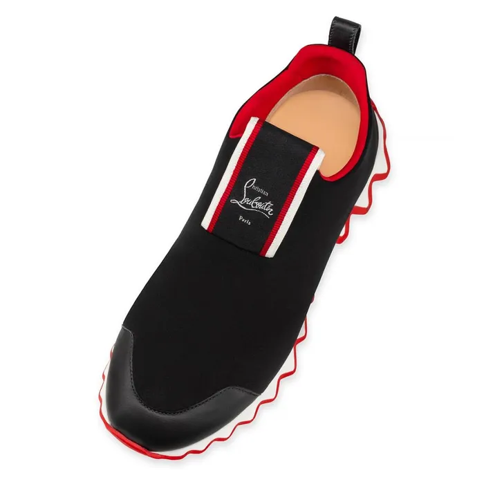 Women Tiketa Run Sneakers 8211 Neoprene And Calf Leather 8211 Black Black Christian Louboutin Sneakers