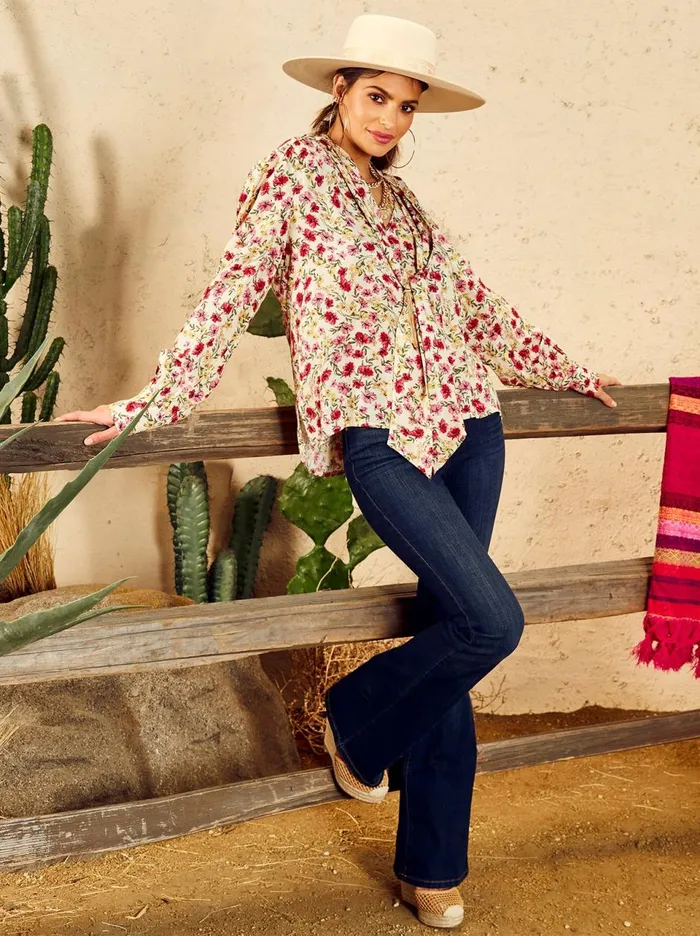 Women Tops Jessica Simpson Dazed Blouse In Canvas Posies Canvas Posies
