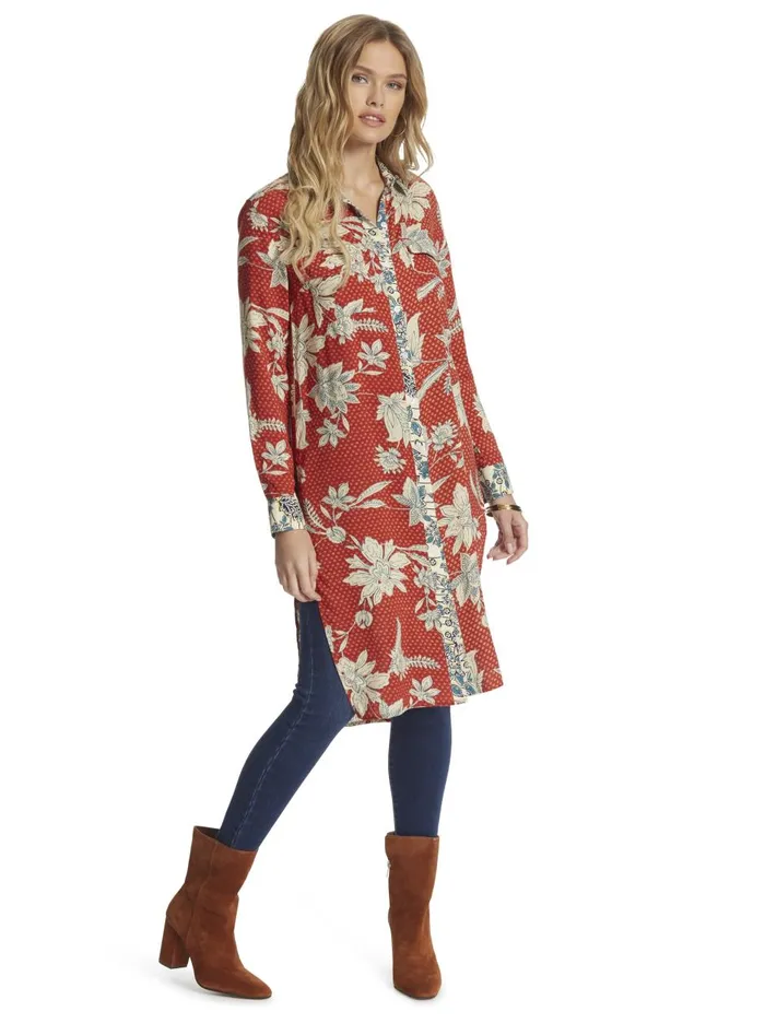 Women Tops Jessica Simpson Lori Duster Shirt In Etched Lotus Ketchup Etched Lotus Women Tops Jessica Simpson Lori Duster Shirt In Etched Lotus Ketchup Etched Lotus