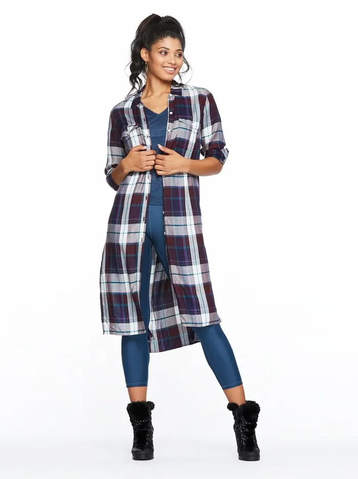 Women Tops Jessica Simpson Lori Duster Shirt In Nerine Plaid Nerine Plaid