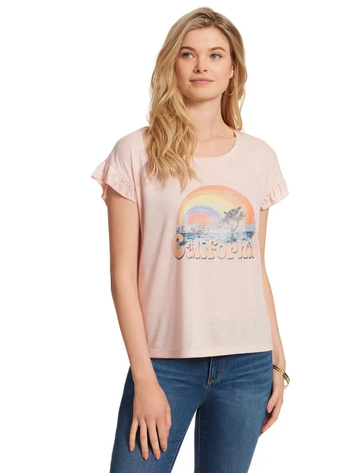 Women Tops Jessica Simpson Sawyer Tee In Cali Desert Peachskin