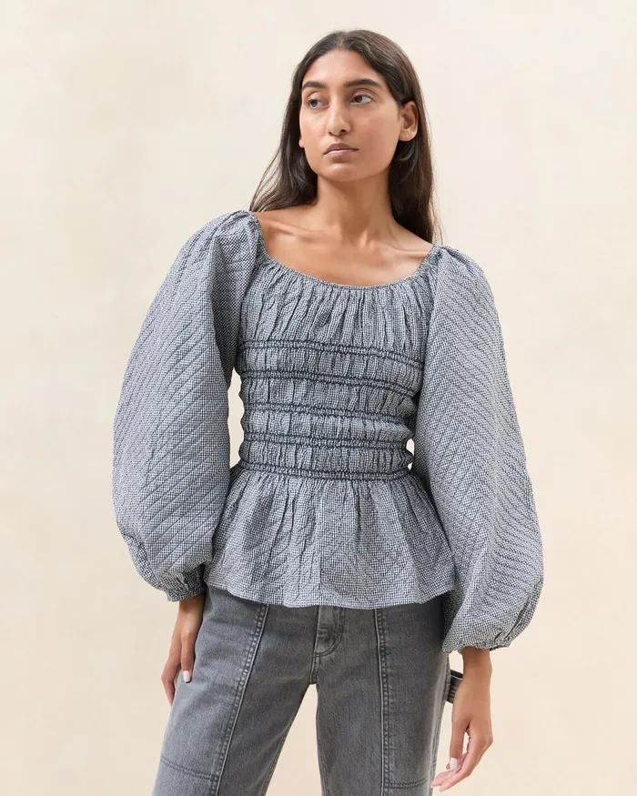 Women Tops Loeffler Randall Julietta Brown Gingham Cotton Top I Tops I Apparel Women Tops Loeffler Randall Julietta Brown Gingham Cotton Top I Tops I Apparel