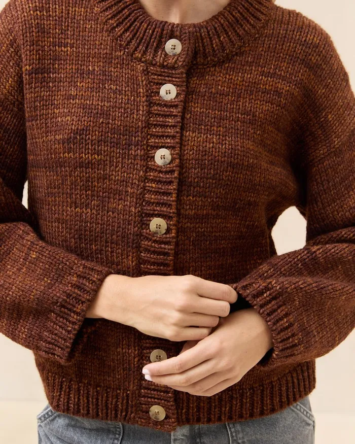 Women Tops Loeffler Randall Maddie Brown Wool Cardigan Women Tops Loeffler Randall Maddie Brown Wool Cardigan