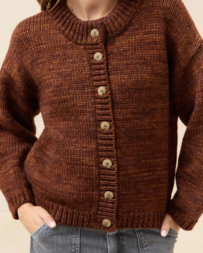 Women Tops Loeffler Randall Maddie Brown Wool Cardigan Women Tops Loeffler Randall Maddie Brown Wool Cardigan