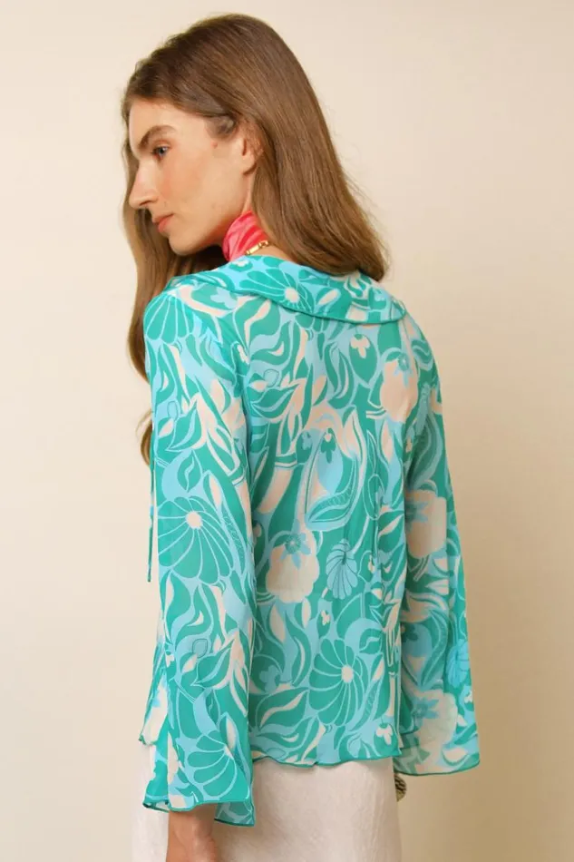 Women Tops RIXO Darwin Green Abstract Shells Women Tops RIXO Darwin Green Abstract Shells
