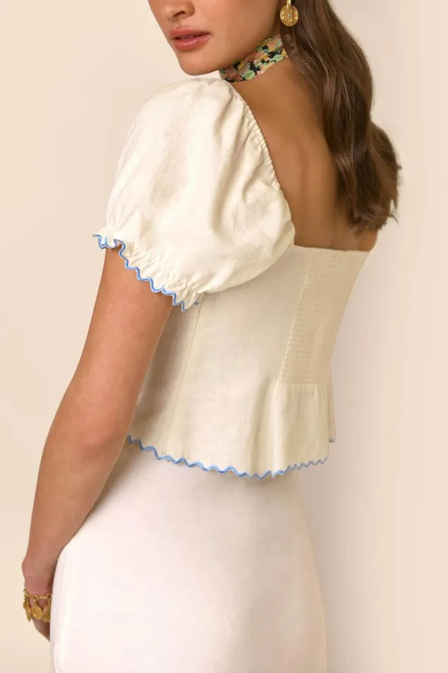 Women Tops RIXO Didi Daisy Embroidery Cream Women Tops RIXO Didi Daisy Embroidery Cream