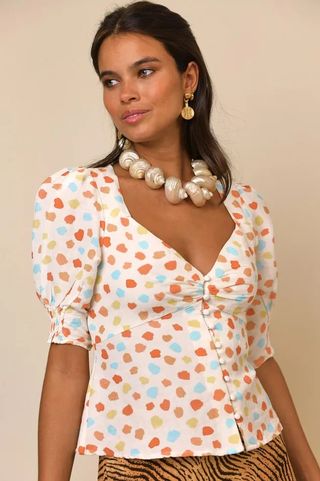 Women Tops RIXO Palma Multi Spaced Tulip