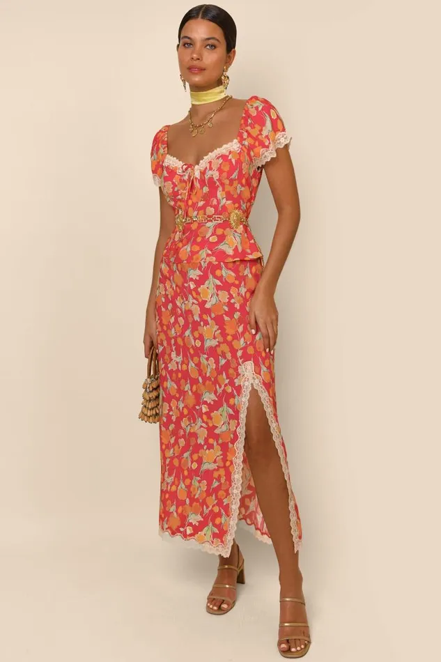 Women Tops RIXO Rosella Fontainhas Floral Coral Women Tops RIXO Rosella Fontainhas Floral Coral