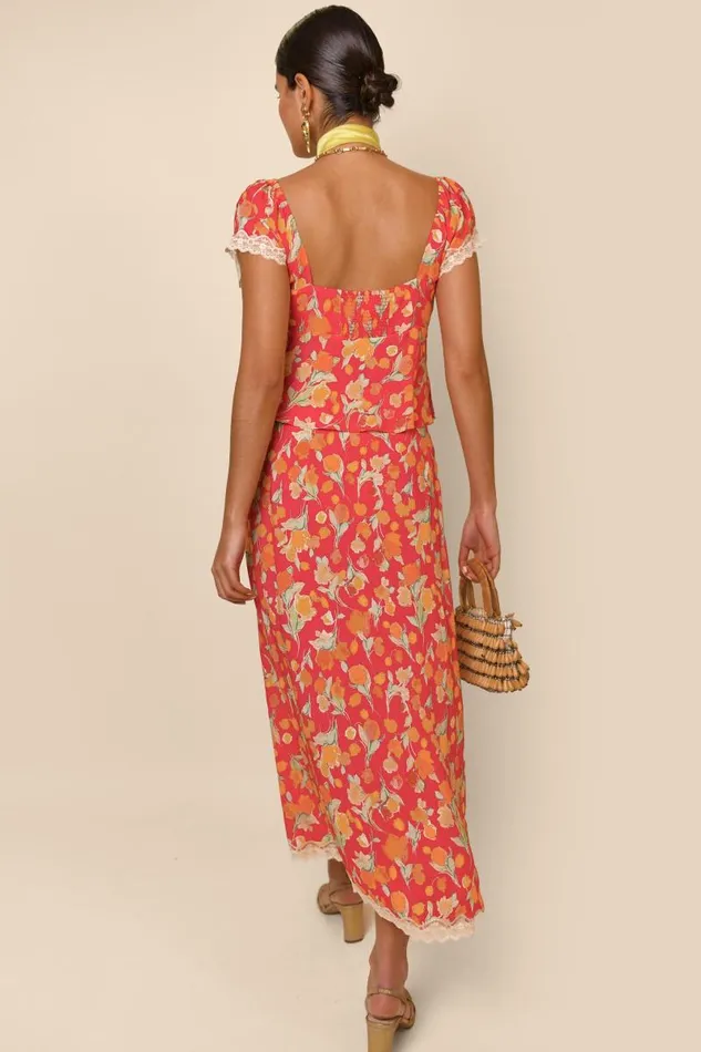 Women Tops RIXO Rosella Fontainhas Floral Coral Women Tops RIXO Rosella Fontainhas Floral Coral
