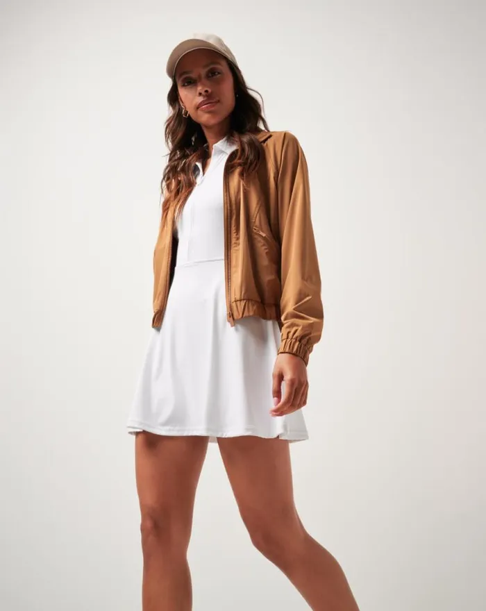 Women TRAVEL DAY TECH WOVEN JACKET Chestnut TravisMathew Breezeblend Collection