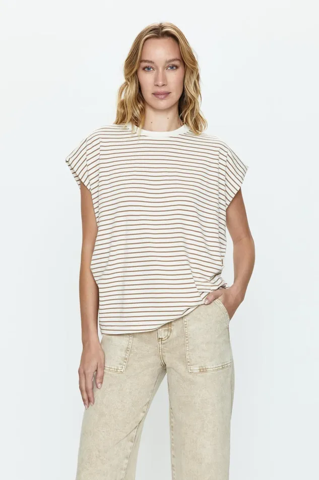 Women Trina Muscle Tee 8211 Sable Stripe Pistola Denim Tees and Tanks