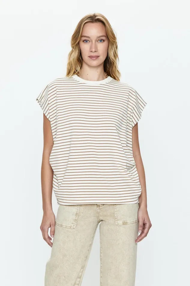Women Trina Muscle Tee 8211 Sable Stripe Pistola Denim Tees and Tanks
