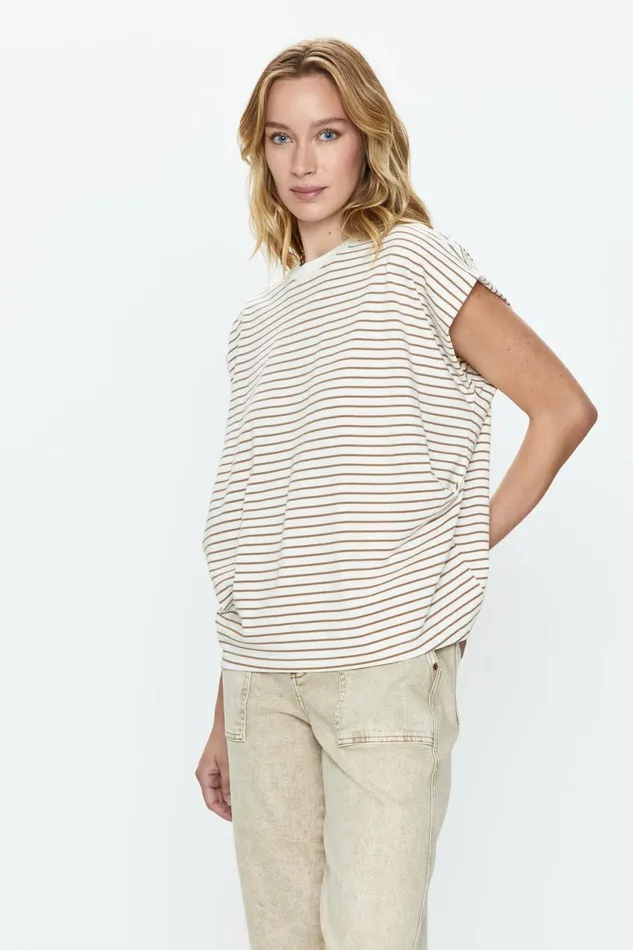 Women Trina Muscle Tee 8211 Sable Stripe Pistola Denim Tees and Tanks